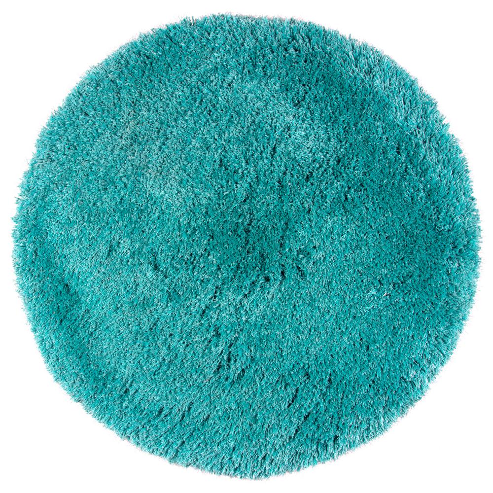 Rizzy Home Commons Teal Polyester Shag 3 ft. x 3 ft. Round Area Rug