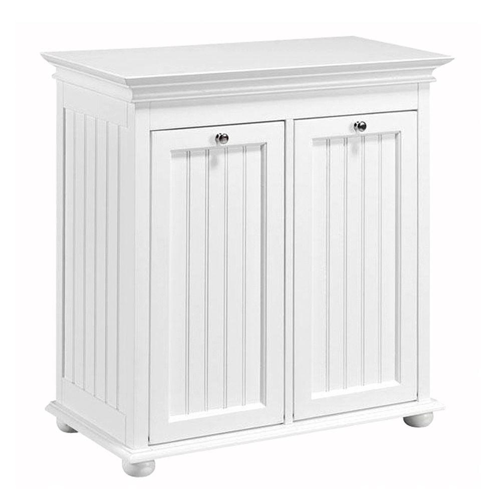 3 Compartment Tilt Out Laundry Hamper White Cabinet Liners Recycling Bin Basket