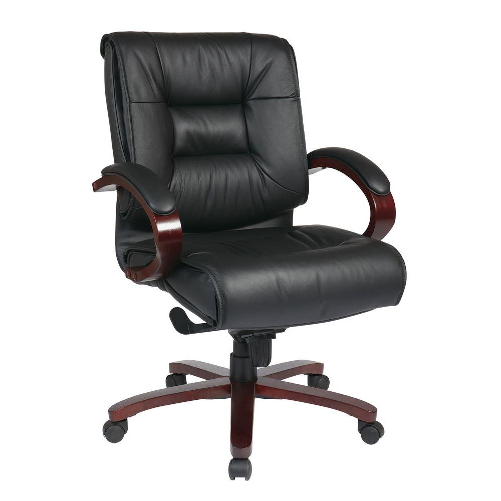 Pro-Line II Black Leather Mid Back Executive Office Chair-8501 - The