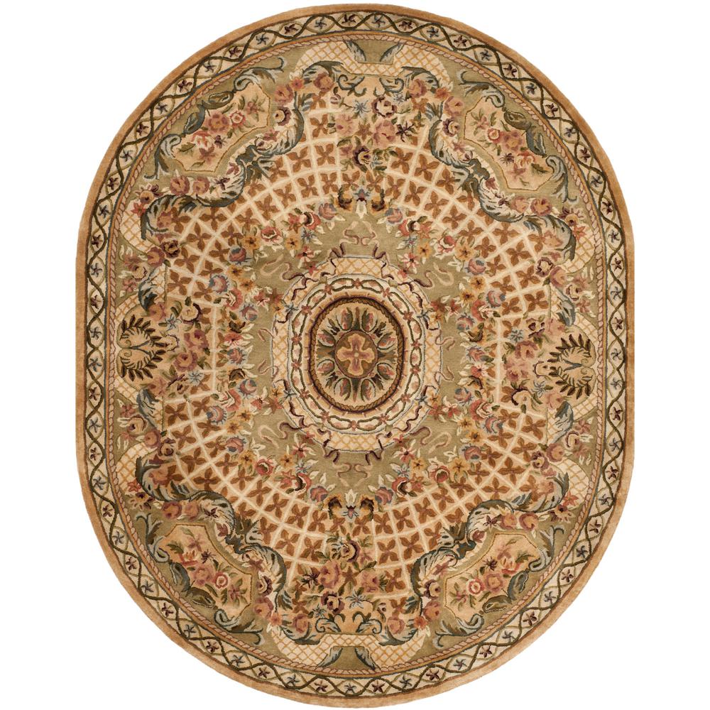 Safavieh Classic Taupe/Light Green 8 ft. x 10 ft. Oval Area RugCL304D