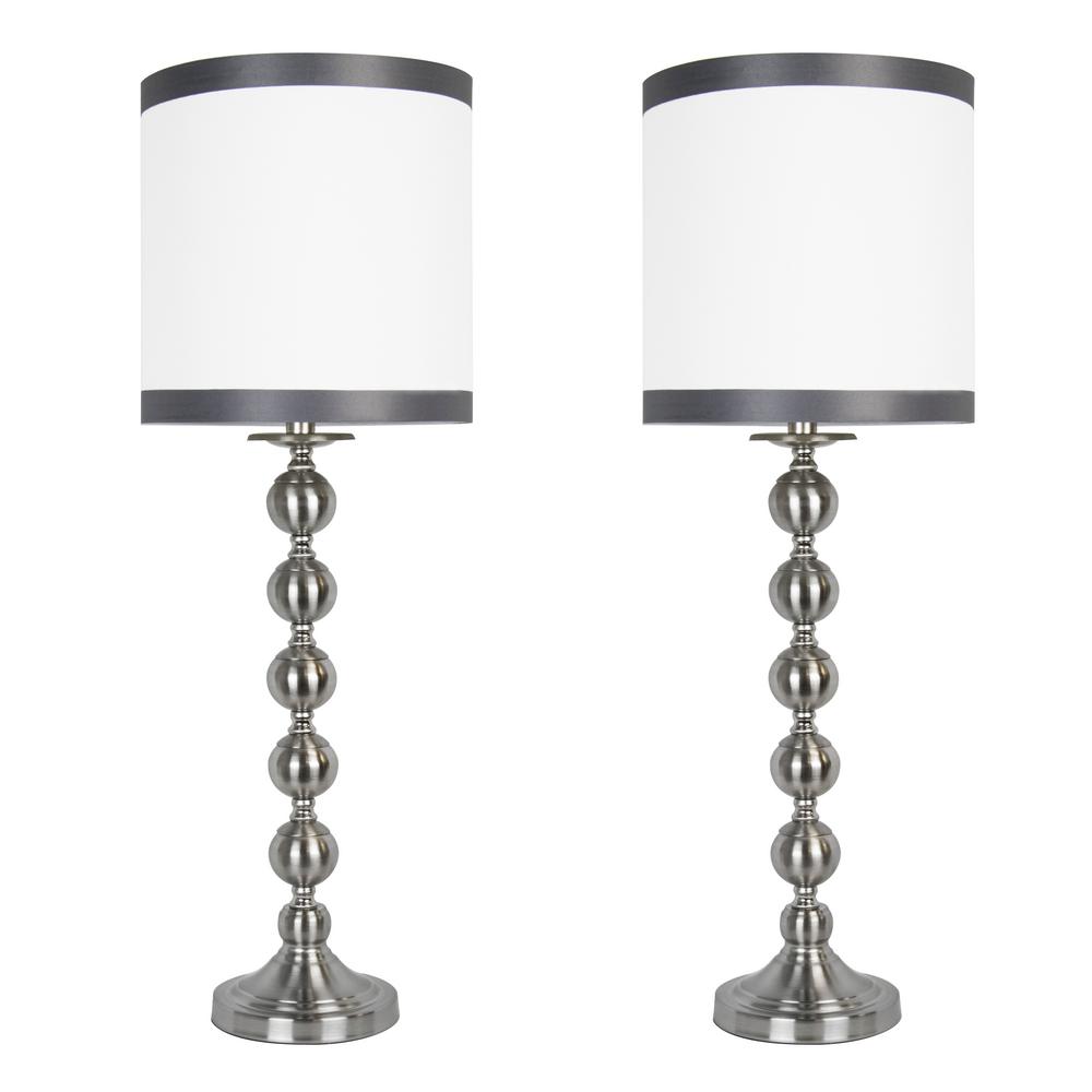 GRANDVIEW GALLERY 31.5 in. Brushed Nickel Table Lamps Featuring Stacked