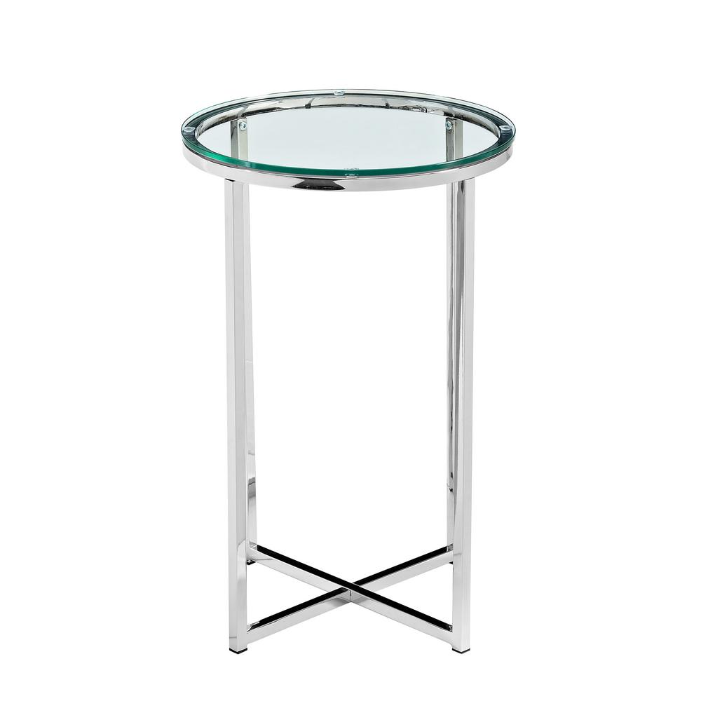 Walker Edison Furniture Company 16 In Glass Chrome Mid Century Walker Edison Furniture Company 16 In Glass Chrome Mid Century Modern X Base