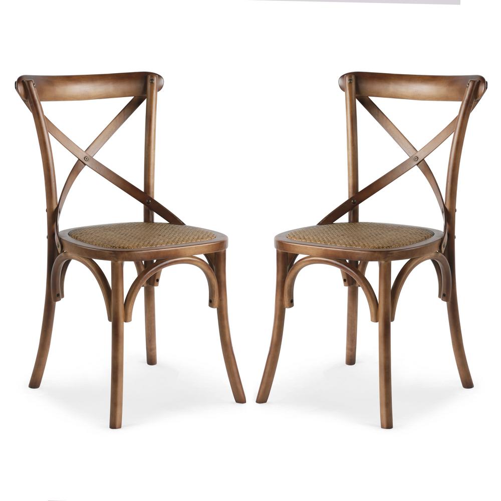 Poly and Bark Cafton Walnut Crossback Chair (Set of 2) HD247WALX2 The Home Depot