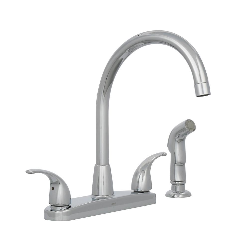 Peerless Choice 2 Handle Standard Kitchen Faucet With Side Sprayer In Chrome P299578lf The Home Depot