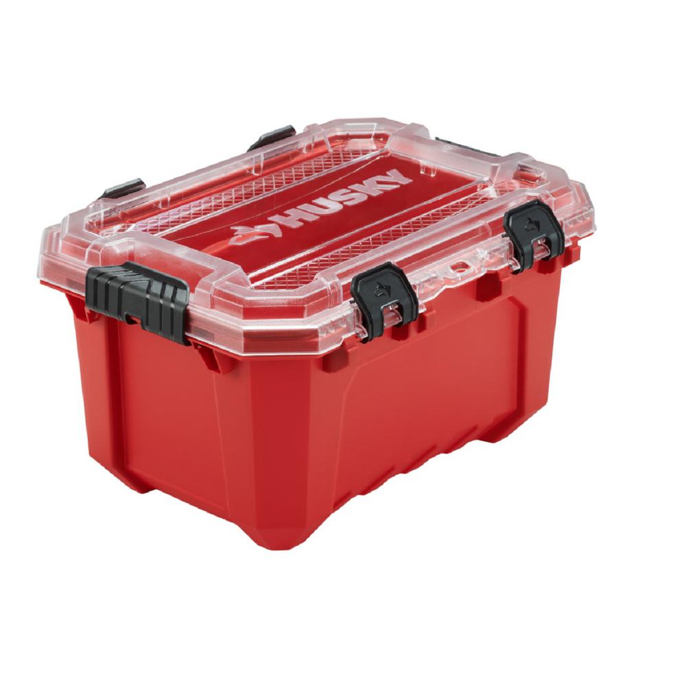 storage husky lid container gal plastic hinged waterproof professional containers duty