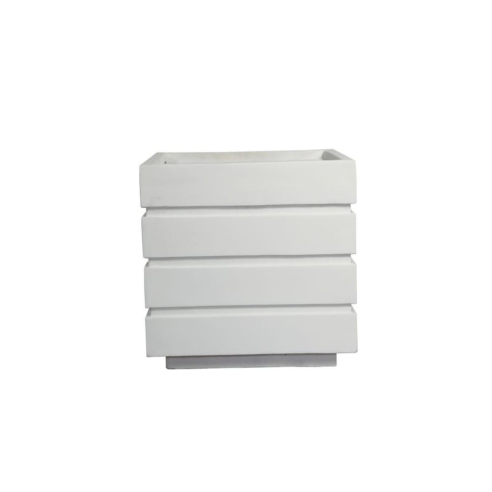 UPC 827250808466 product image for Laura Ashley 14 in. x 14 in. x 14 in. H White Square Fiberstone Planter | upcitemdb.com
