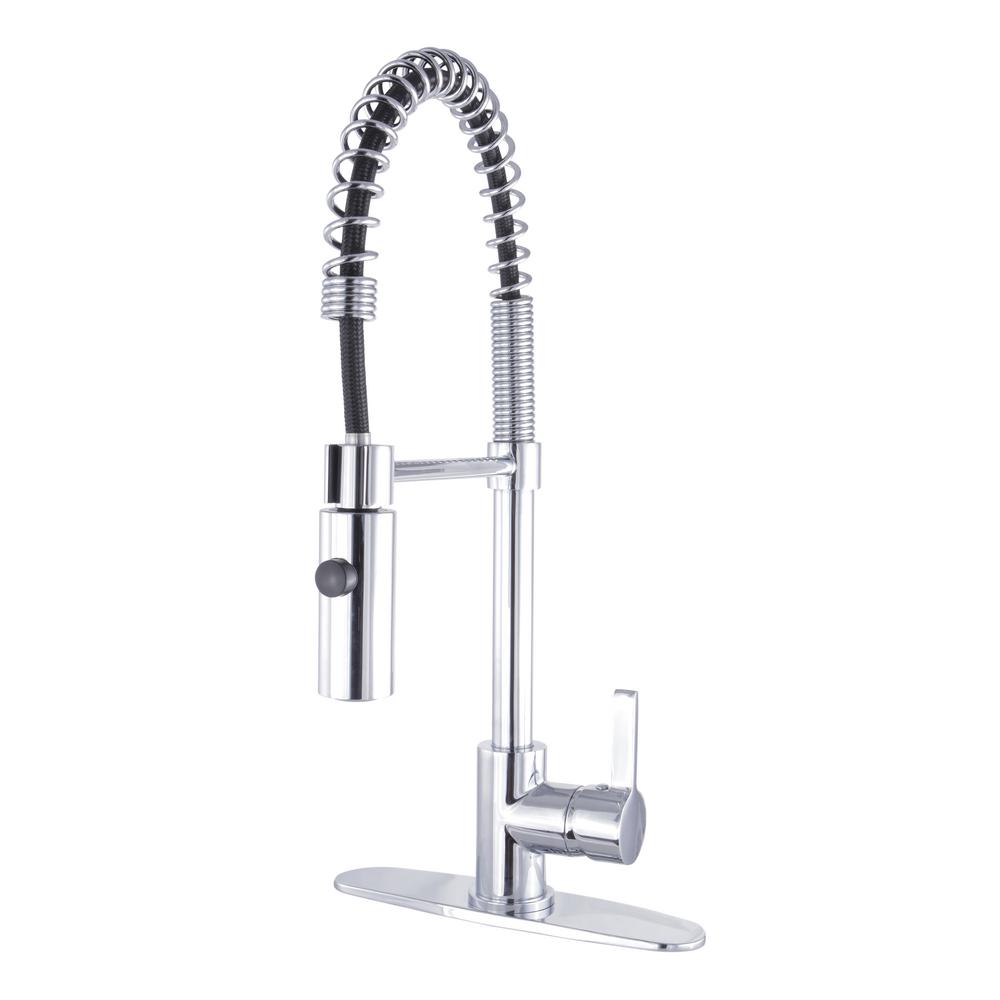 Kingston Brass Continental Single Handle Pull Down Sprayer Kitchen Faucet In Chrome