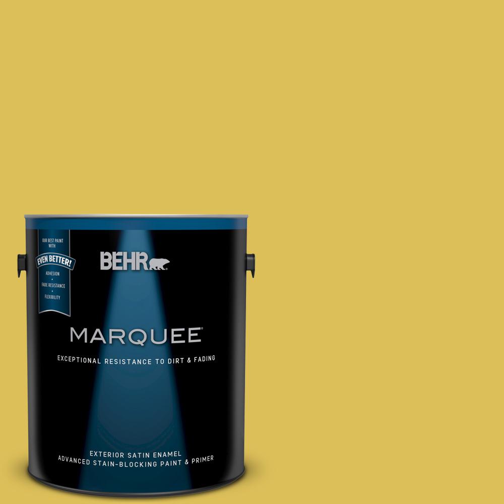 BEHR MARQUEE 1gal. P3206 Sulfur Yellow Satin Enamel Exterior Paint945301 The Home Depot