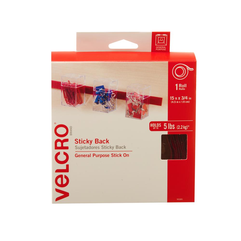 VELCRO Brand 15 ft. x 3/4 in. Box of Sticky Back Tape, Red-90085 - The ...