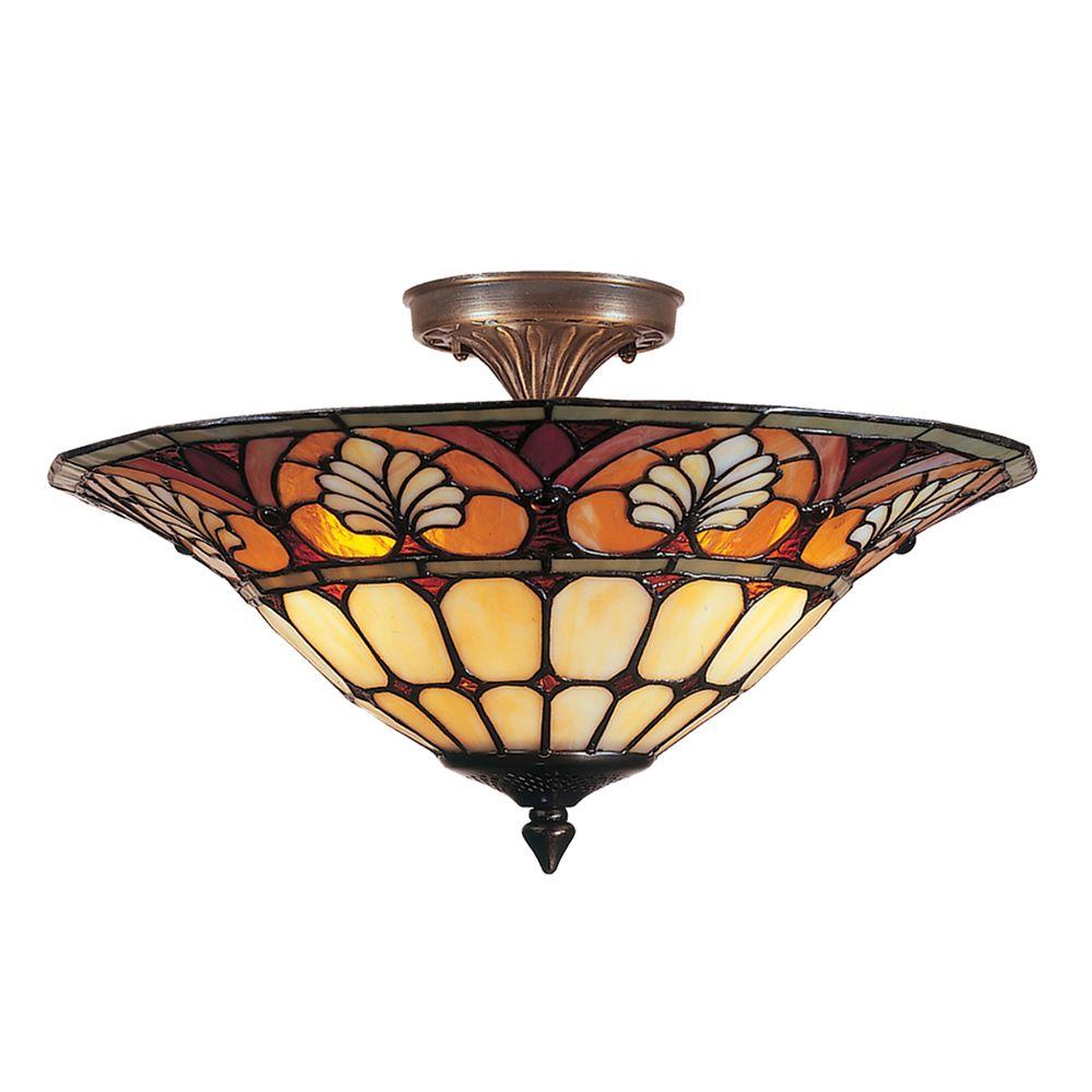 Dale Tiffany Flush Mount Lights Lighting The Home Depot 3 Light Antique Golden Sand Dylan Tiffany With Semi Flush Mount