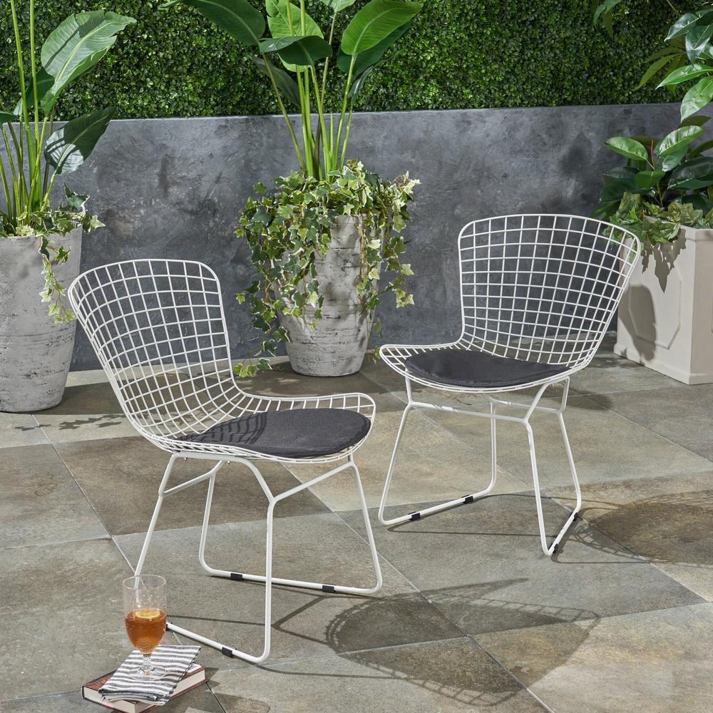 Le House Morgan White Stationary Metal Outdoor Dining Chair Stationary Metal Outdoor Dining Chair