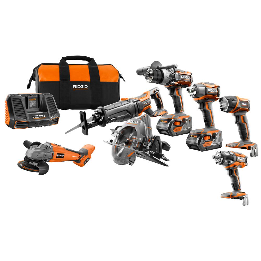 Ridgid 18-Volt GEN5X Cordless Lithium-Ion Combo Kit (7-Tool) with (2) 4.0Ah... by RIDGID