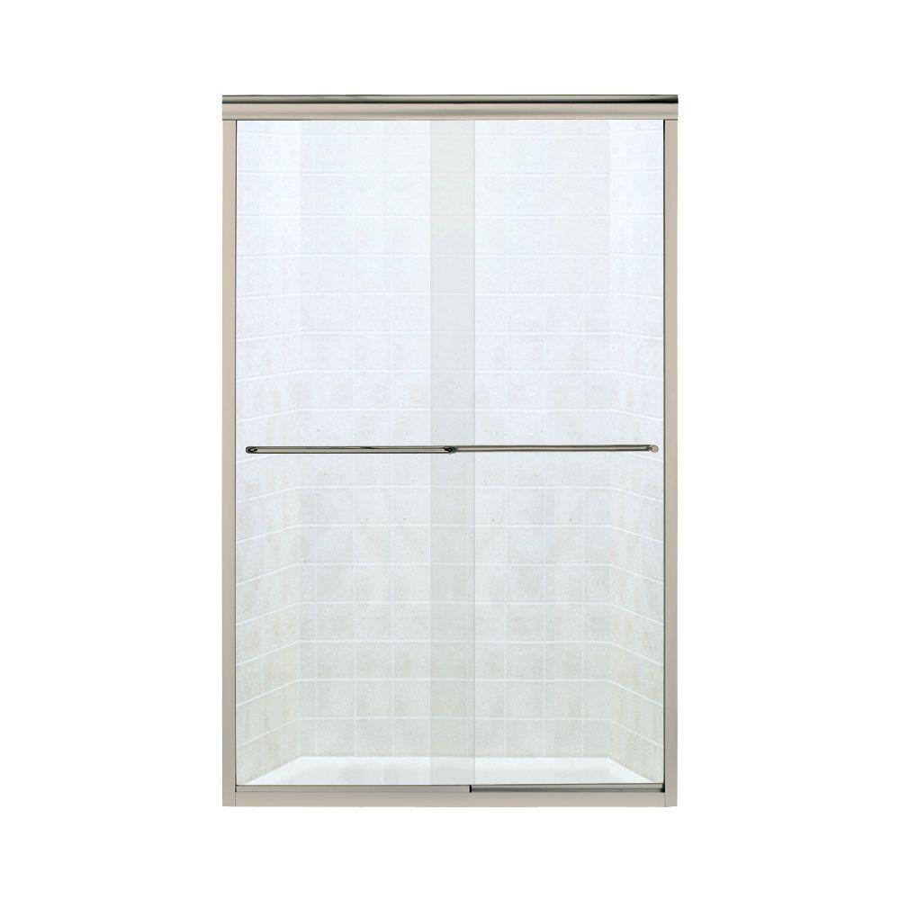 Sterling Finesse 47 25 In X 70 3125 In Frameless Sliding Shower Door In Brushed Nickel 5375ez 47n The Home Depot