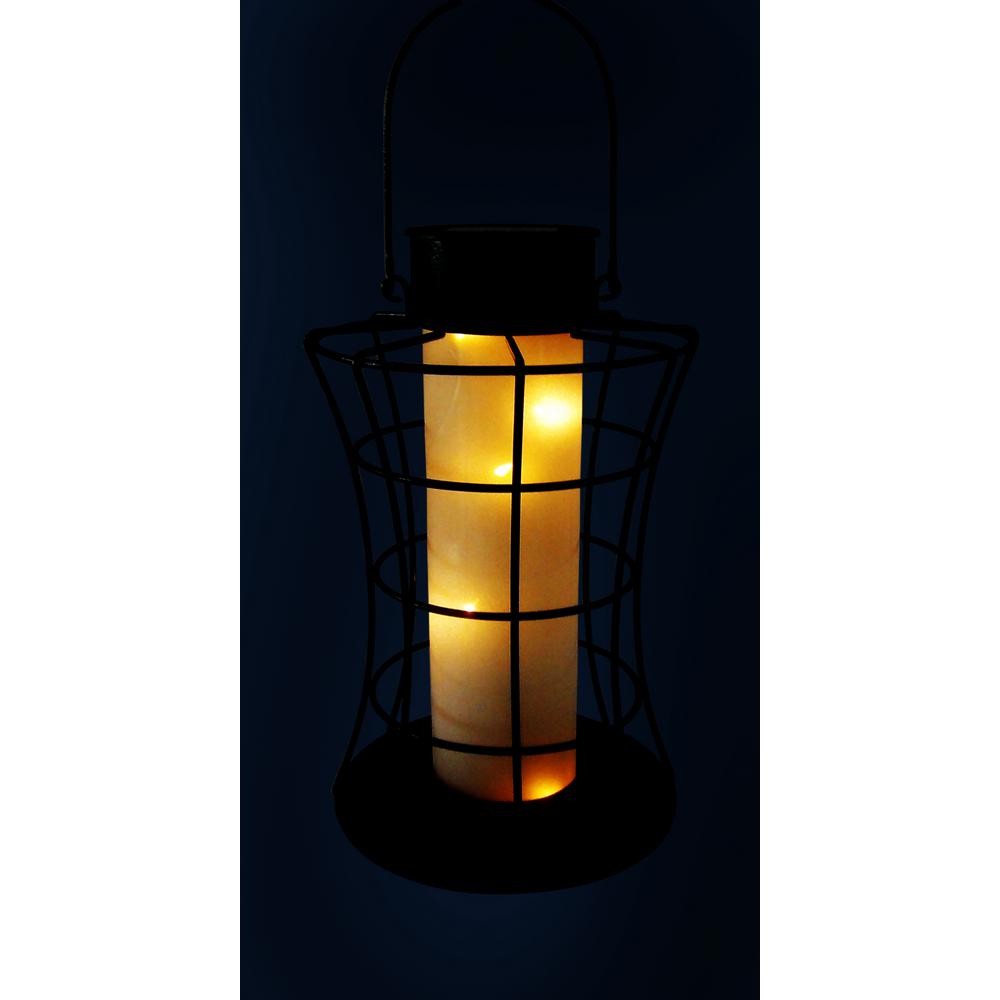 Alpine Corporation Solar Cylinder Lantern With 10 Warm White Led Lantern With 10 Warm White Led