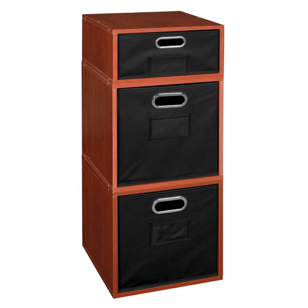Niche Cubo 13 In X 32 5 Cherry 2 Full Cube And 1 Half Organizer With Black Foldable Storage Bins