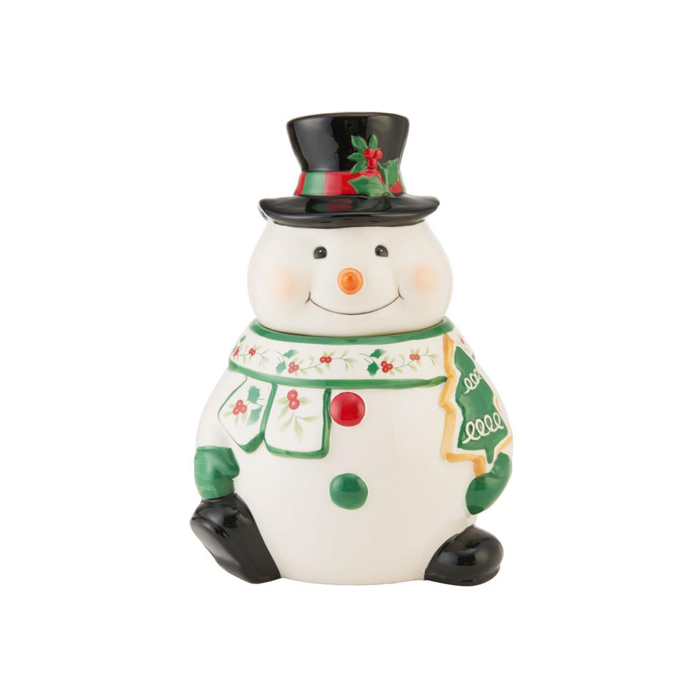 Pfaltzgraff Winterberry 2 Piece Snowman Cookie Jar 5234848 The Home Depot