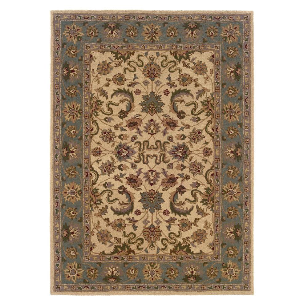 Linon Home Decor Trio Traditional Cream and Light Blue 1 ft. 10 in. x 2 ft. 10 in. Area RugRUG