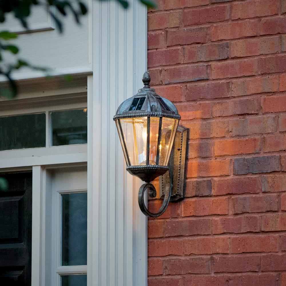 Gama Sonic Royal Bulb Series 1 Light Weathered Bronze Outdoor Integrated Led Solar Wall Lantern Sconce Gs 98b W Wb The Home Depot
