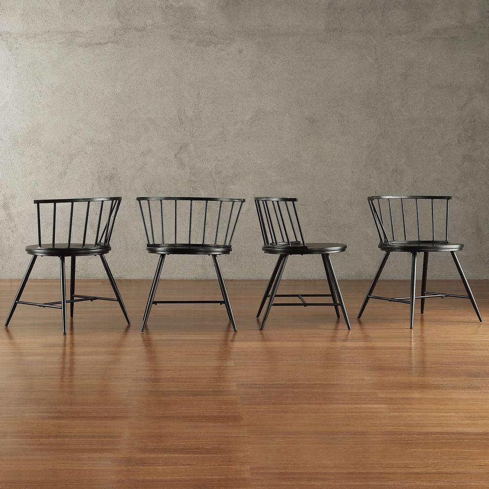 HomeSullivan Walker Black Wood & Metal Low Back Dining Chair (Set of 2