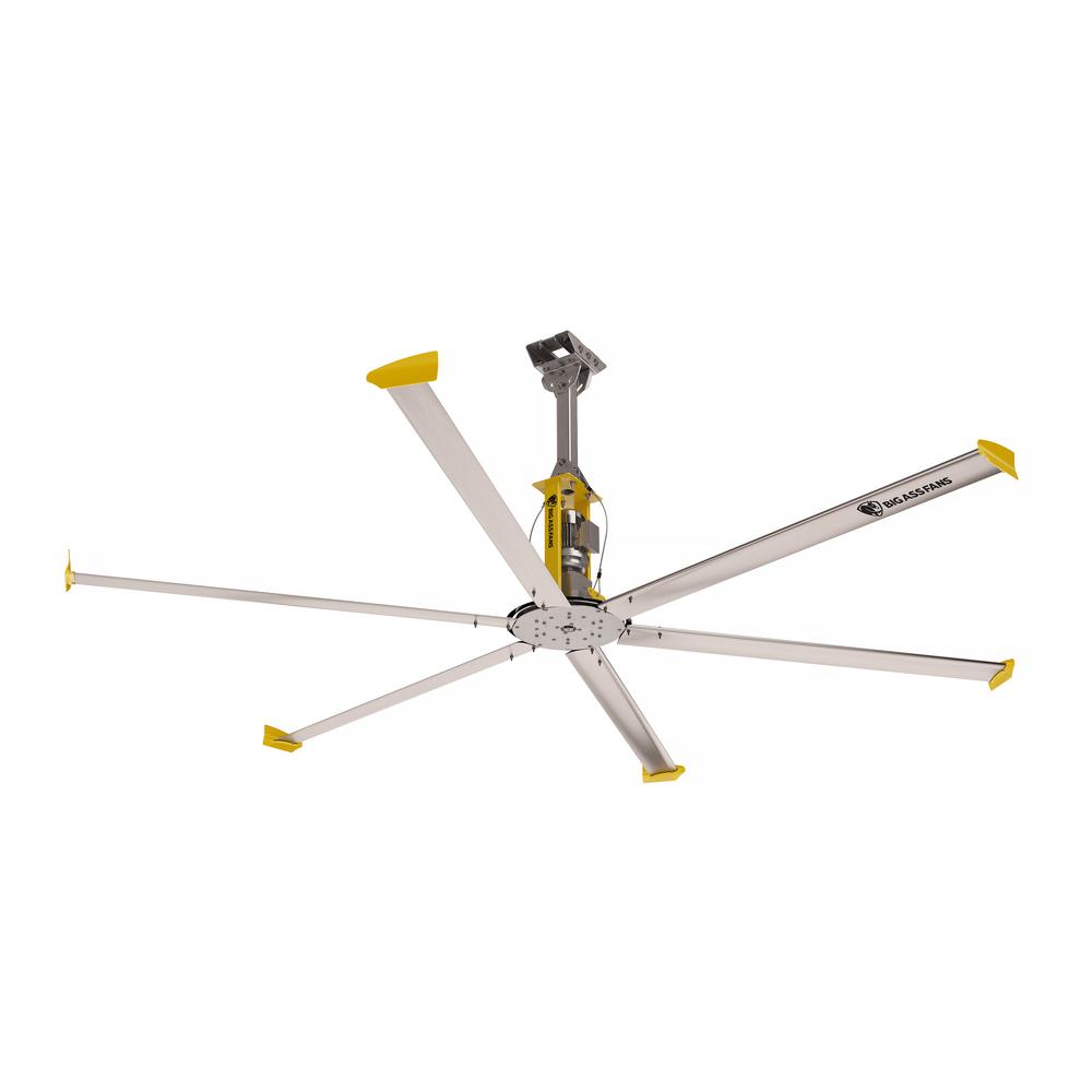 Big Ass Fans 4900 14 Ft Indoor Silver And Yellow Aluminum Shop Ceiling Fan With Wall Control F Pf61 1401s34x1 The Home Depot