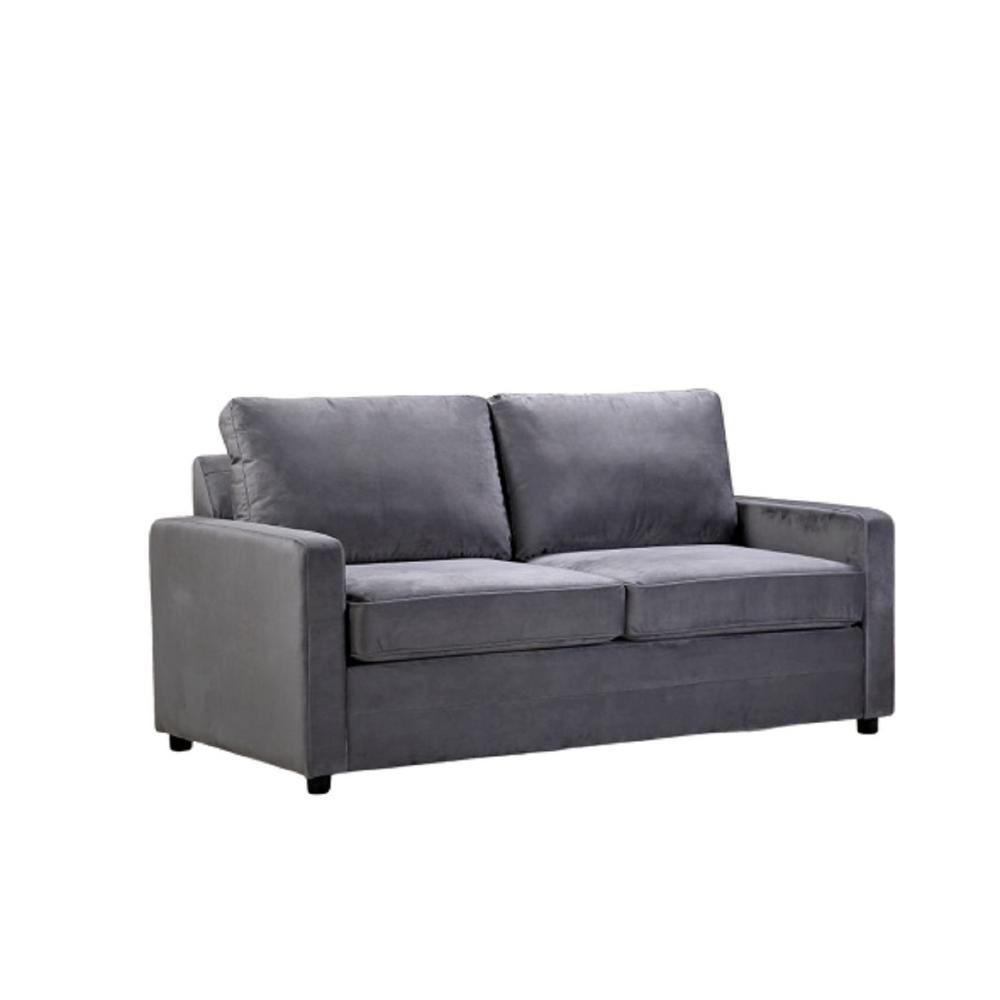 Us Pride Furniture Rivian 61 5 In Gray Velvet 2 Seater Twin Sleeper Sofa Bed With Removable Cushions S5599 The Home Depot