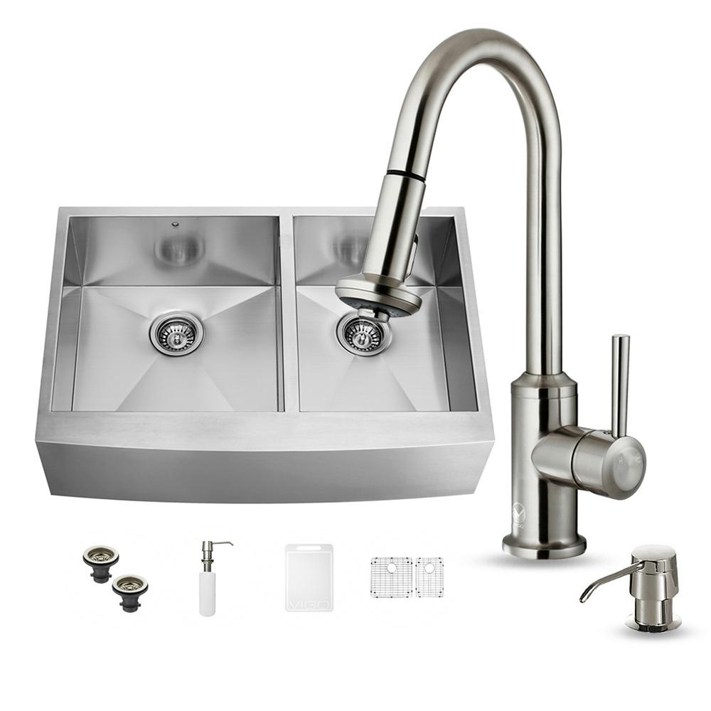 Vigo All In One Farmhouse A Front Stainless Steel 36 0 Hole Vigo All In One Farmhouse A Front Stainless Steel 36 0