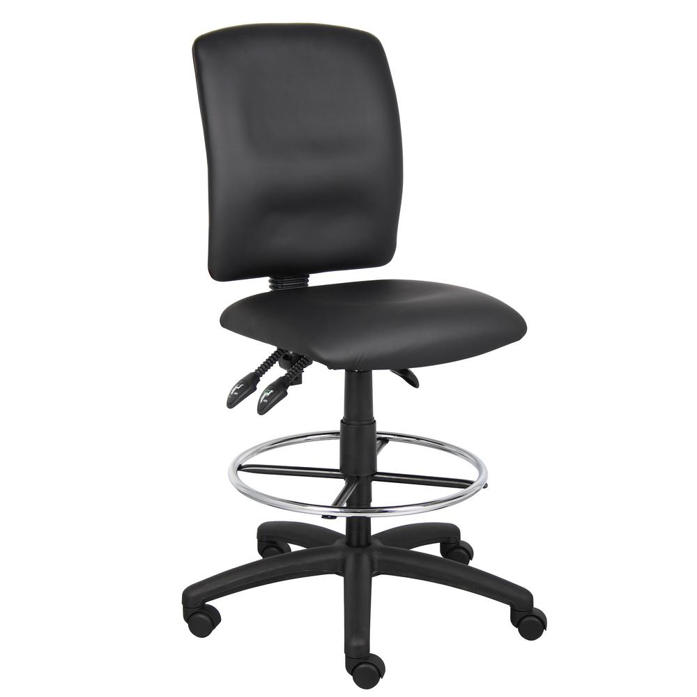 Black Multi Function Leather Plus Drafting Stool