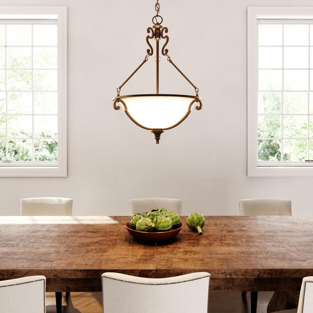 Home Decorators Collection Fairview 3 Light Heritage Bronze Bowl Pendant 14702 The Home Depot
