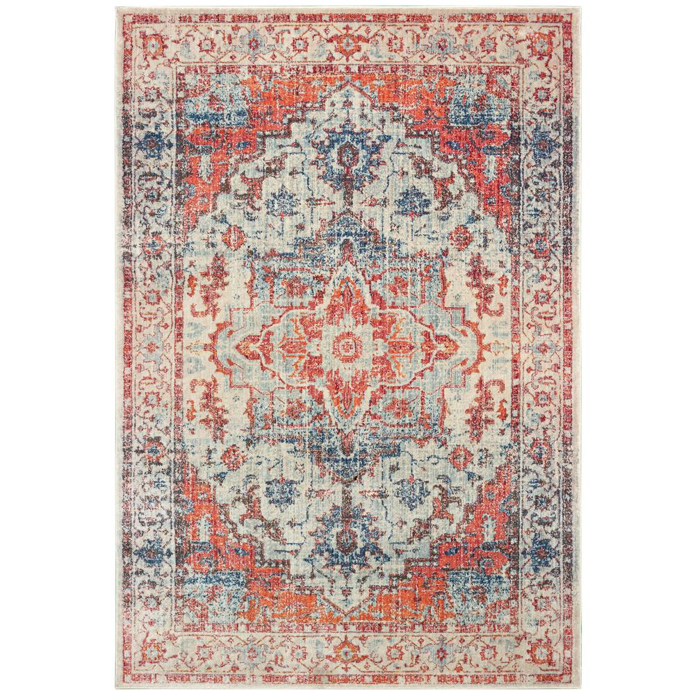 Palmer Distressed Medallion Blue Orange 2 Ft X 8 Area Rug Blue Orange 2 Ft X 8 Area Rug