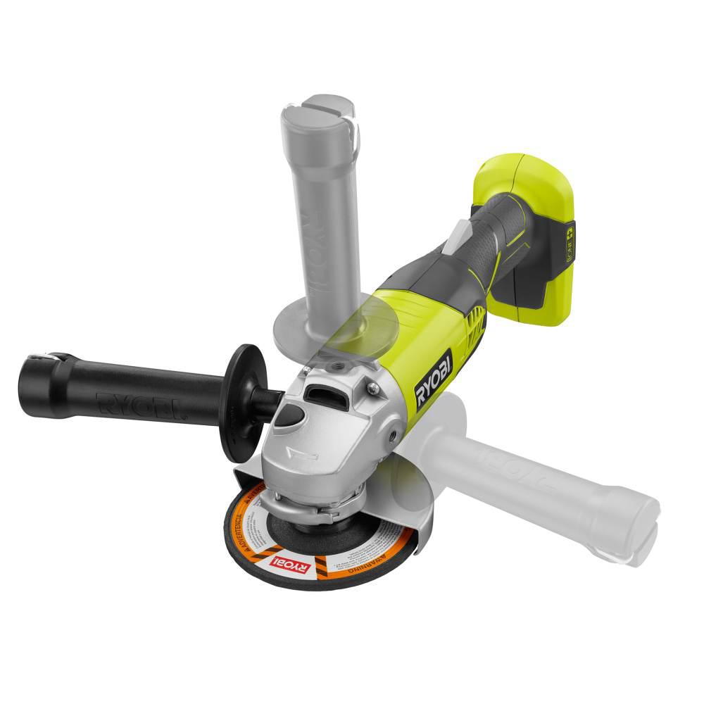 Cordless Angle Grinder 4 1/2in by Ryobi 18 Volt ONE+ 3 Position Handle