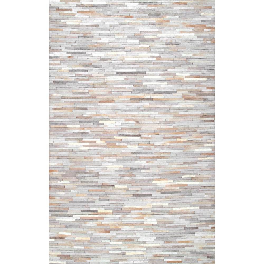 Nuloom Clarity Patchwork Cowhide Beige 8 Ft X 10 Ft Area Rug