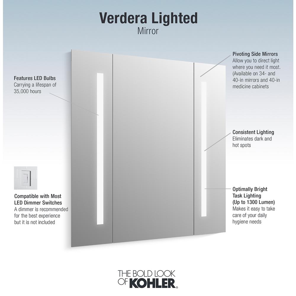Kohler 34 In W X 33 H Frameless Rectangular Led Light Bathroom Vanity Mirror K 99572 Tlc Na The Home Depot Kohler 34 In W X 33 H Frameless, Kohler Led Bathroom Mirror