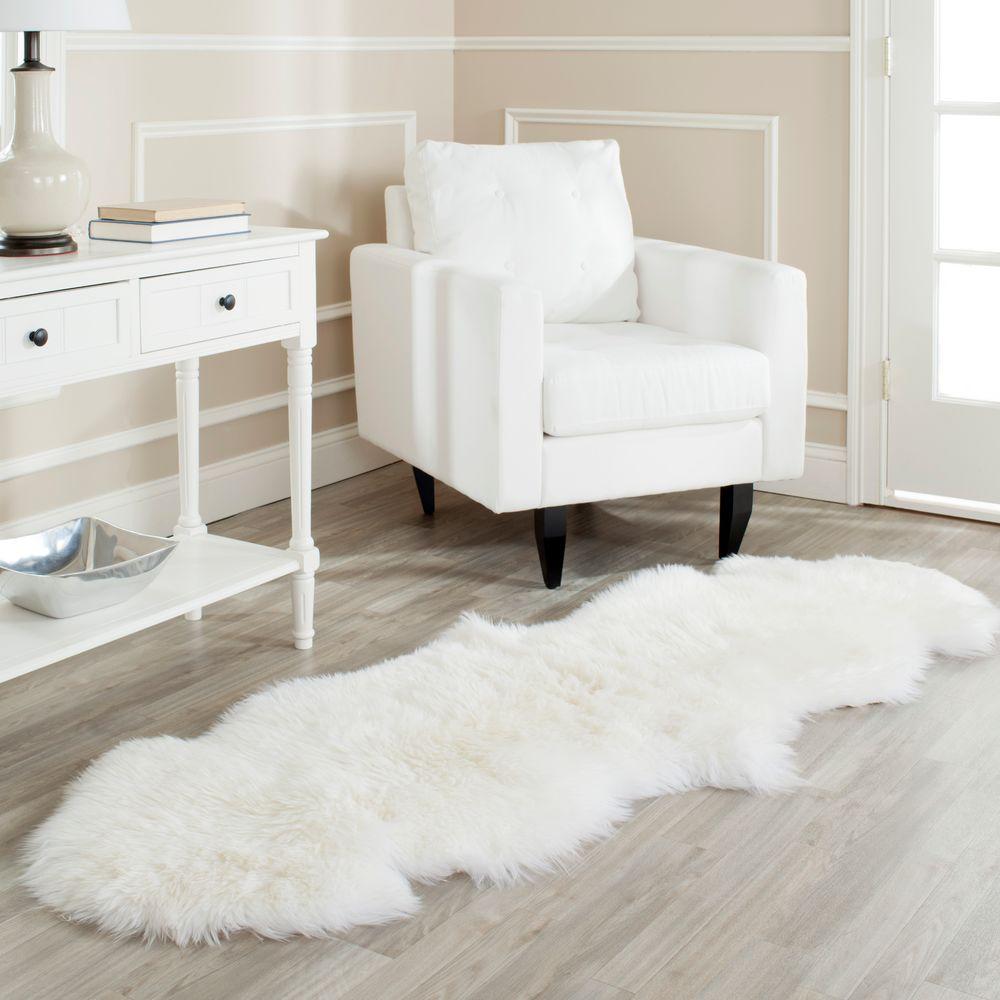 Safavieh Sheep Skin White 2 Ft X 9 Ft Runner Rug Shs121a 29 The Home Depot