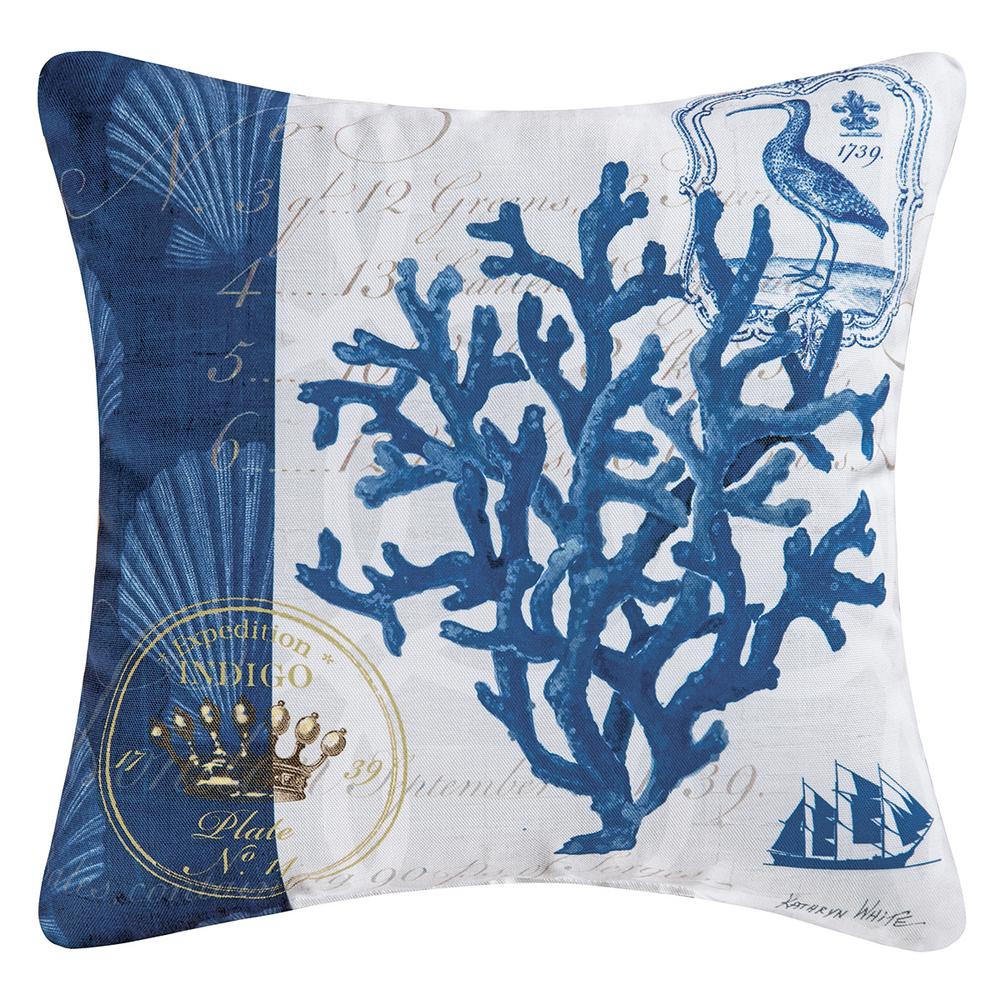 UPC 008246078449 product image for C&F HOME Blue Indigo Coral Indoor/Outdoor 18 in. x 18 in. Standard Throw Pillow | upcitemdb.com