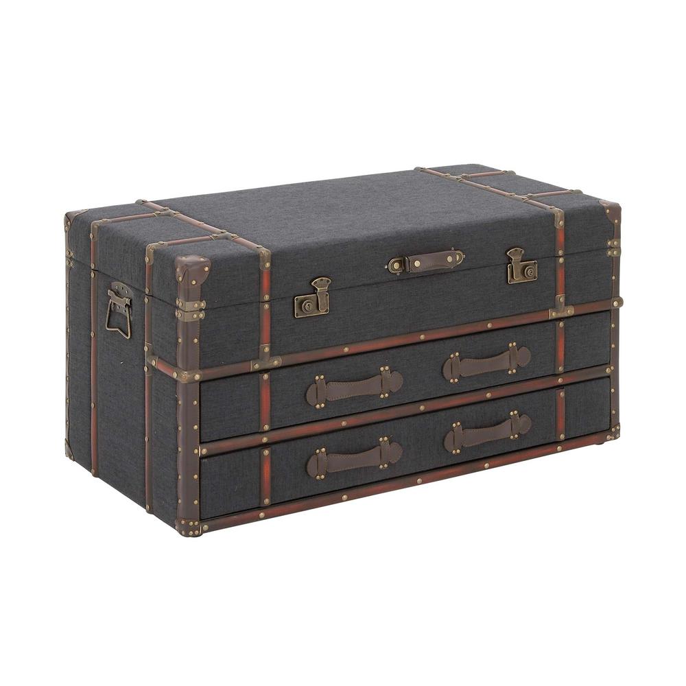 Litton Lane 40 In X 21 Dark Blue Fabric Chest Coffee Litton Lane 40 In X 21 Dark Blue Fabric Chest Coffee