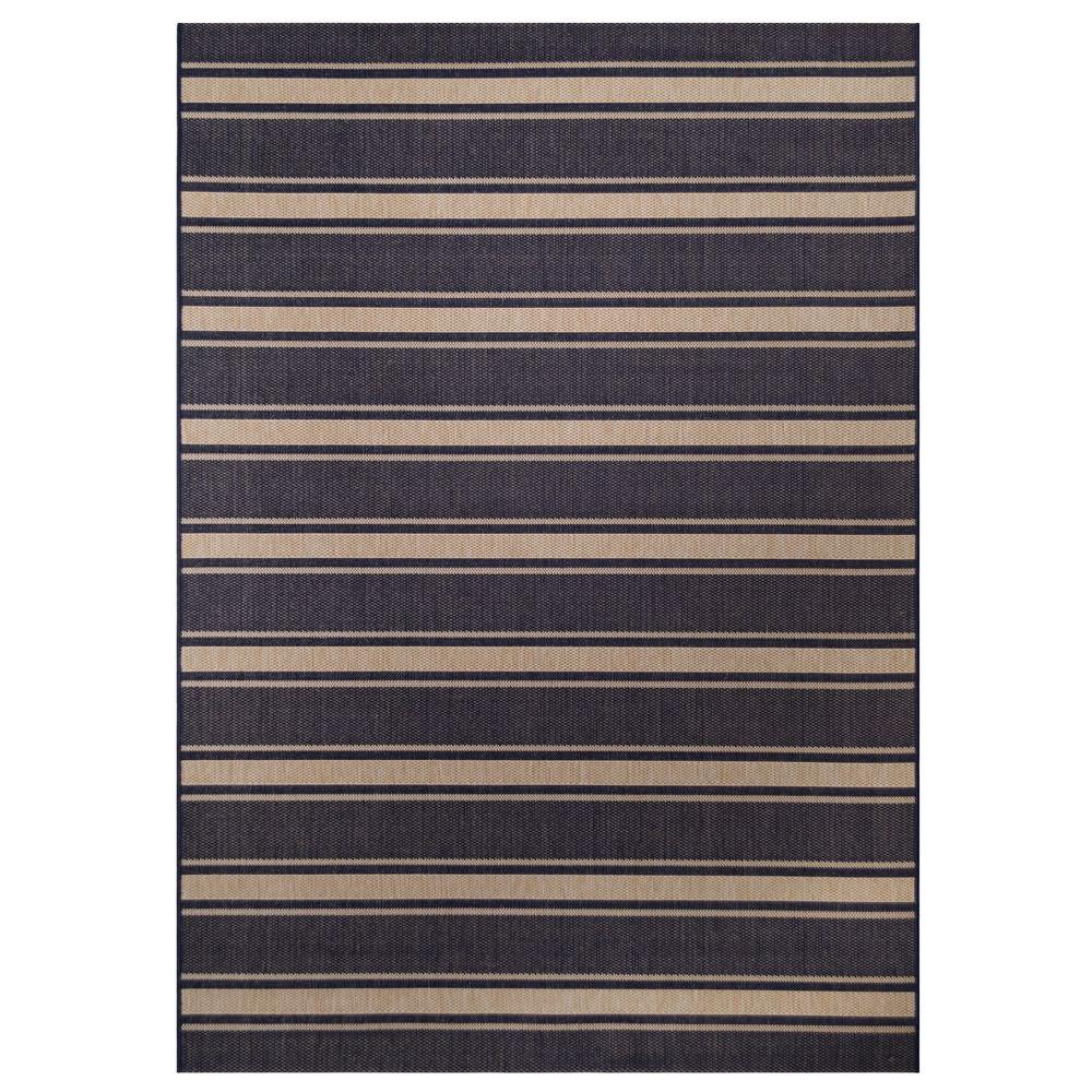 Navy Stripe 5 Ft X 7 Indoor Outdoor Area Rug
