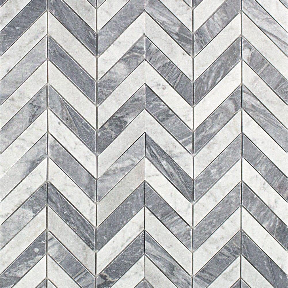 Ivy Hill Tile Dart White Carrara And Bardiglio Marble Mosaic Dart White Carrara And Bardiglio Marble Mosaic Tile 3 In X 6 Sample