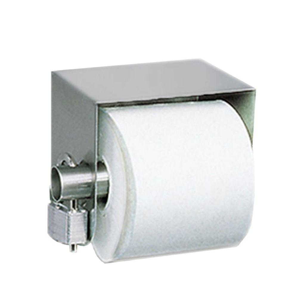 Heavy Duty Locking Toilet Paper Holder - Tamper Proof Steel TP Dispenser Black