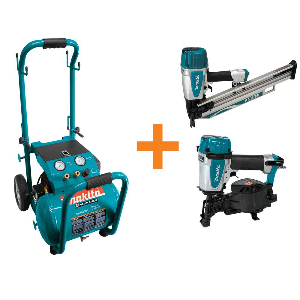 Makita 5.2 Gal. 3.0 HP Electric Single Tank Air Compressor and Makita Nailers... by Makita