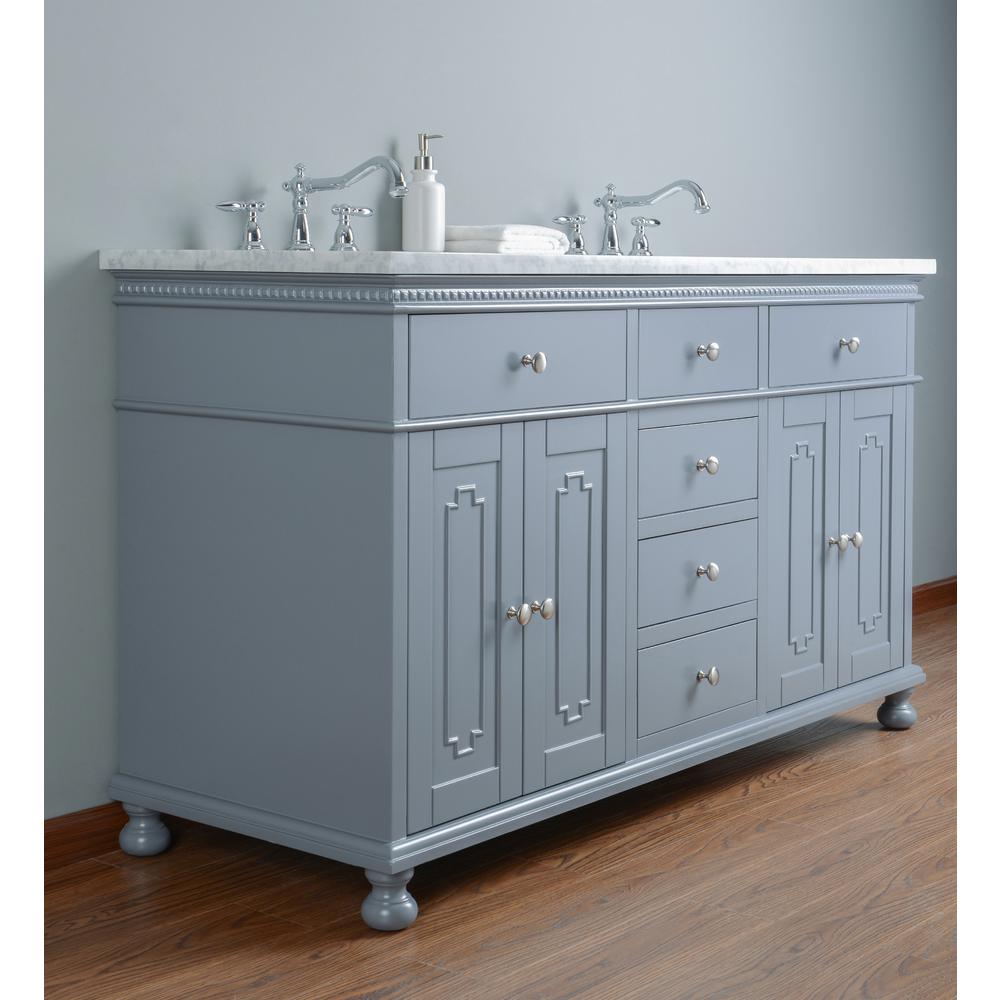 Stufurhome 60 In Abigail Embellished Double Sink Vanity In Grey