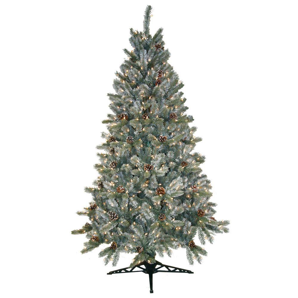 General Foam 6.5 ft. Pre-Lit Siberian Frosted Pine Artificial Christmas