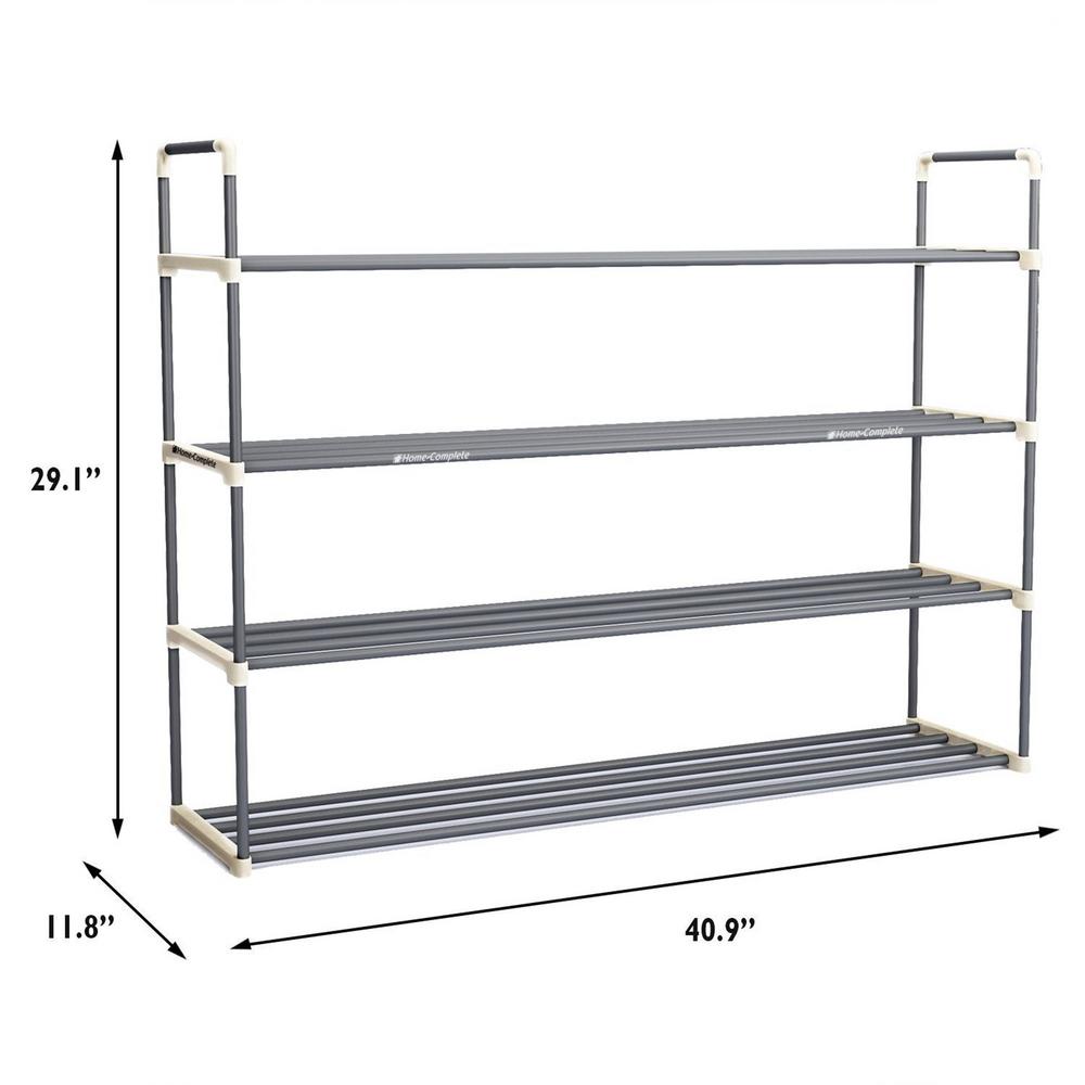 Home Complete 24 Pair 4 Tier Shoe Rack Hw0500077 The Home Depot