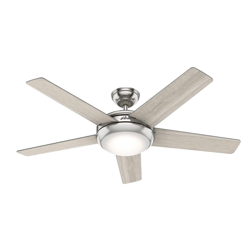 Hunter Brenham 52 in. LED Indoor Matte Black Ceiling Fan with Light and ...