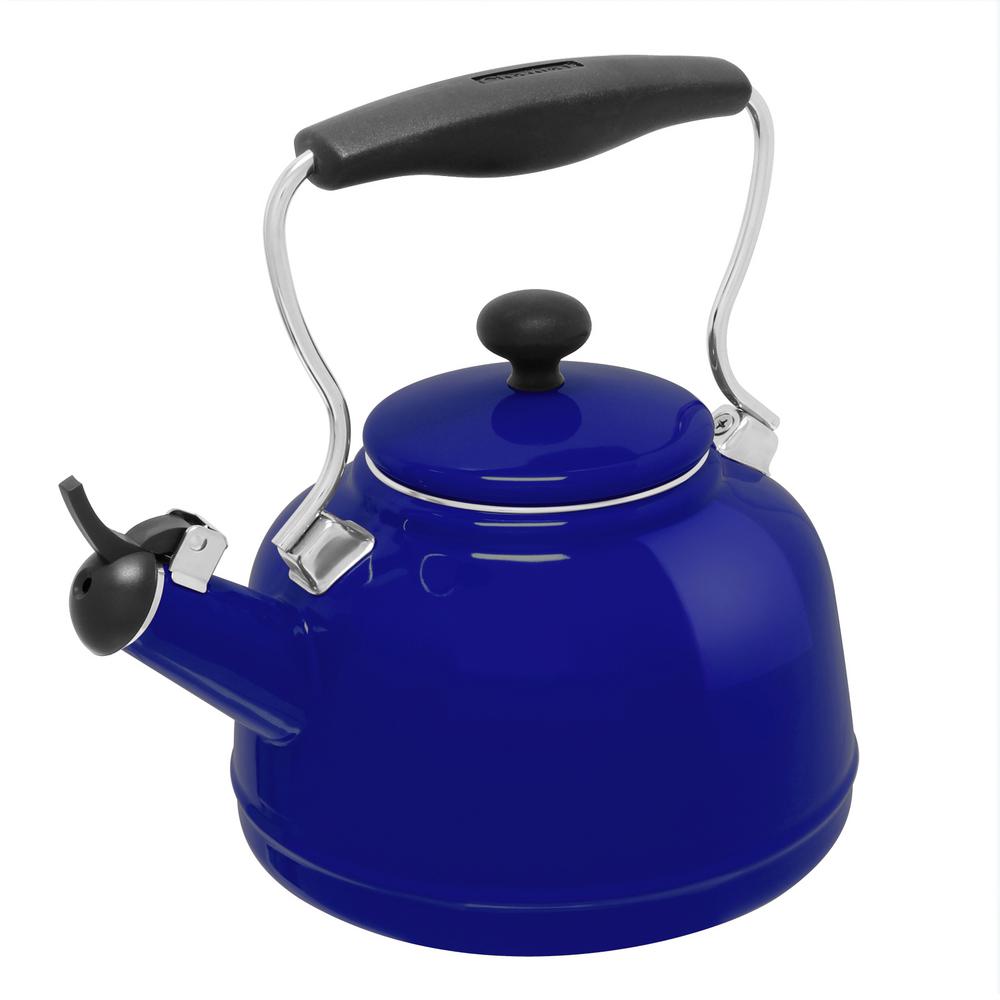 Chantal Vintage 6.8-Cups Enamel-on-Steel Cobalt Blue Tea Kettle-37-VINT