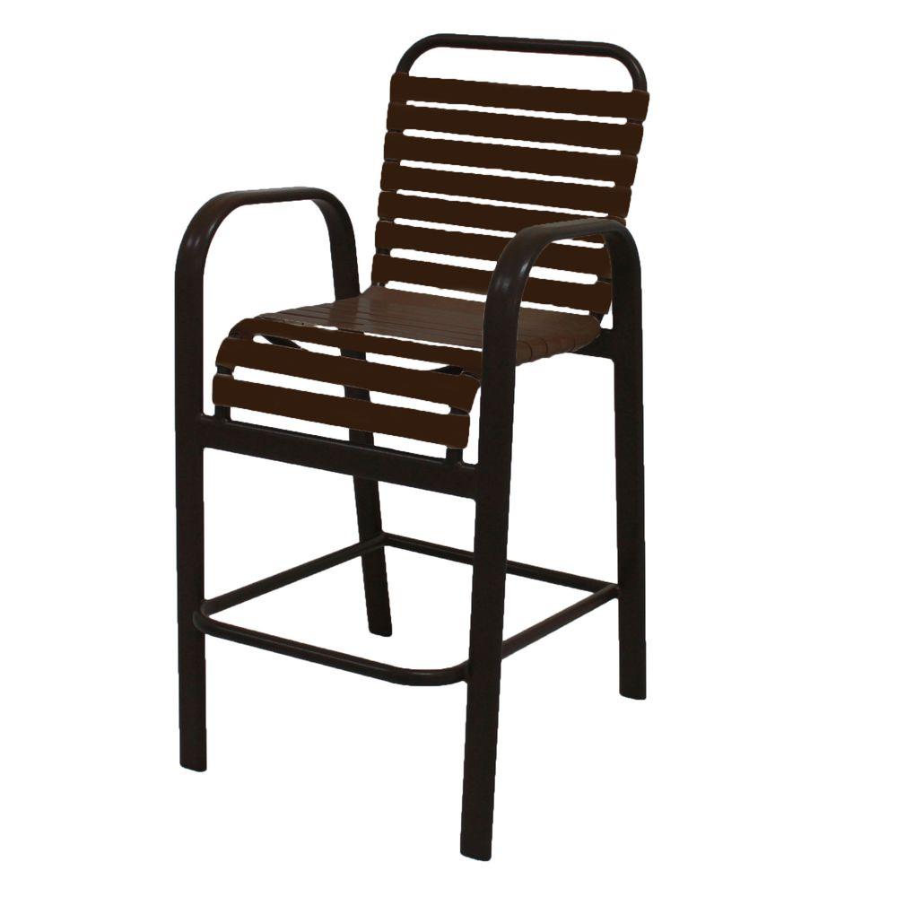 Marco Island Dark Cafe Brown Commercial Grade Aluminum Vinyl Strap Marco Island Dark Cafe Brown Commercial Grade Aluminum Vinyl Strap Outdoor Bar Stool In Leisure