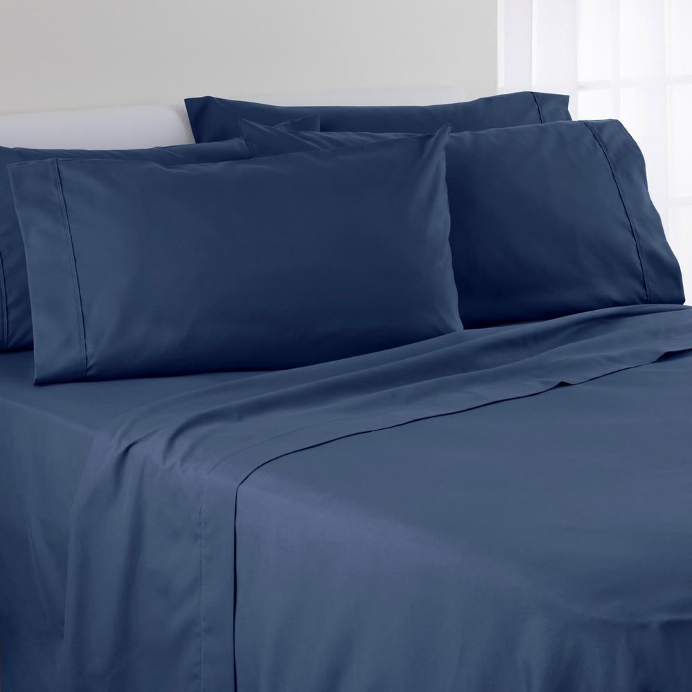Izod 6 Piece Solid Color Dark Denim Polyester California King Sheet Izod 6 Piece Solid Color Dark Denim Polyester California King Sheet Set 028828327048 The Home Depot