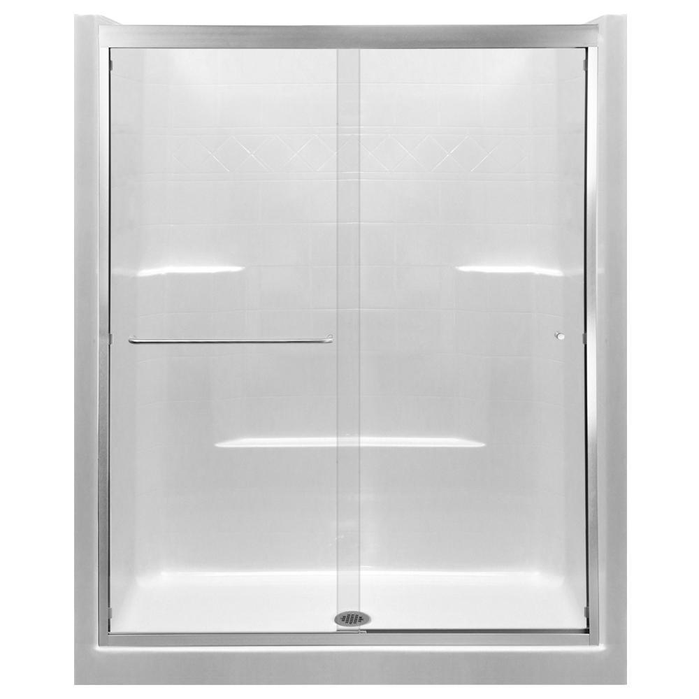 Ella Standard 60 in. x 33 in. x 77 in. Center Drain Alcove 1-Piece ...