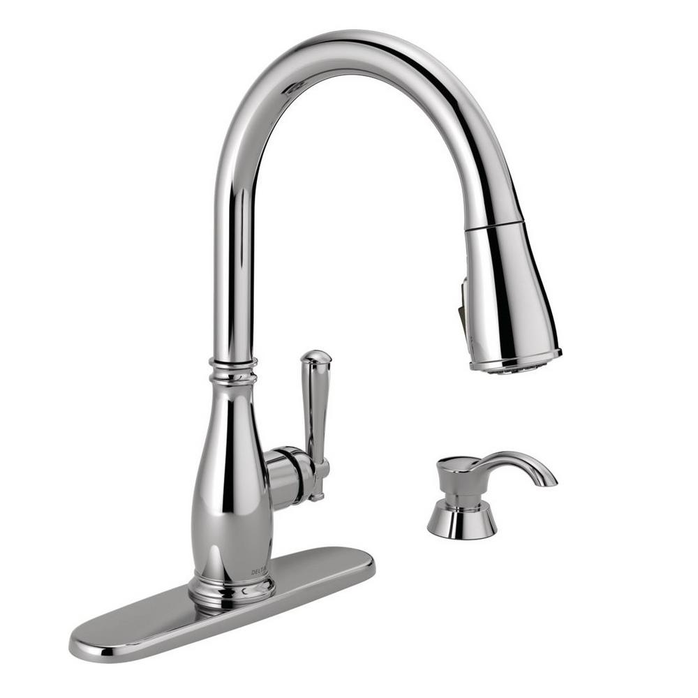 Delta Leland Single Handle Pull Down Sprayer Kitchen Faucet With Magnatite Docking In Chrome 978 Dst The Home Depot