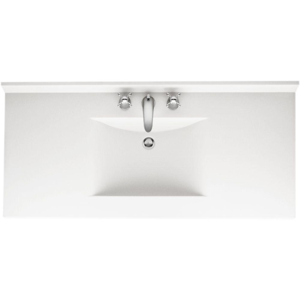 Contour 43 In W X 22 In D Solid Surface Vanity Top With Sink In White