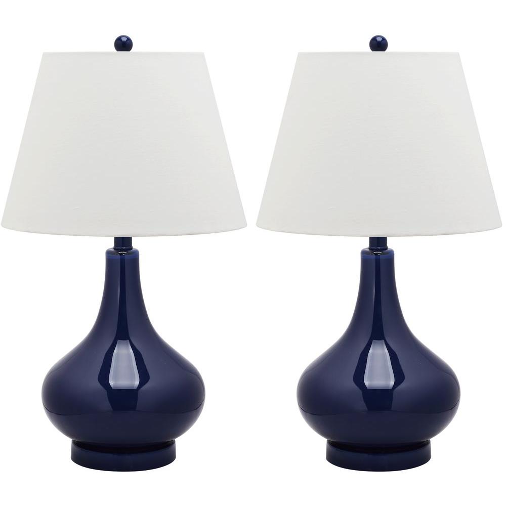 Navy Gourd Glass Table Lamp, Home Depot Table Lamps For Bedroom
